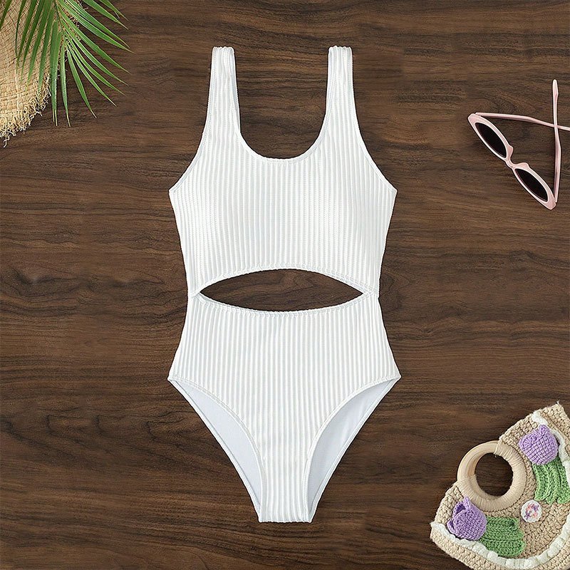 Ribbed Tank One-Piece Swimsuit with Waist Cutout