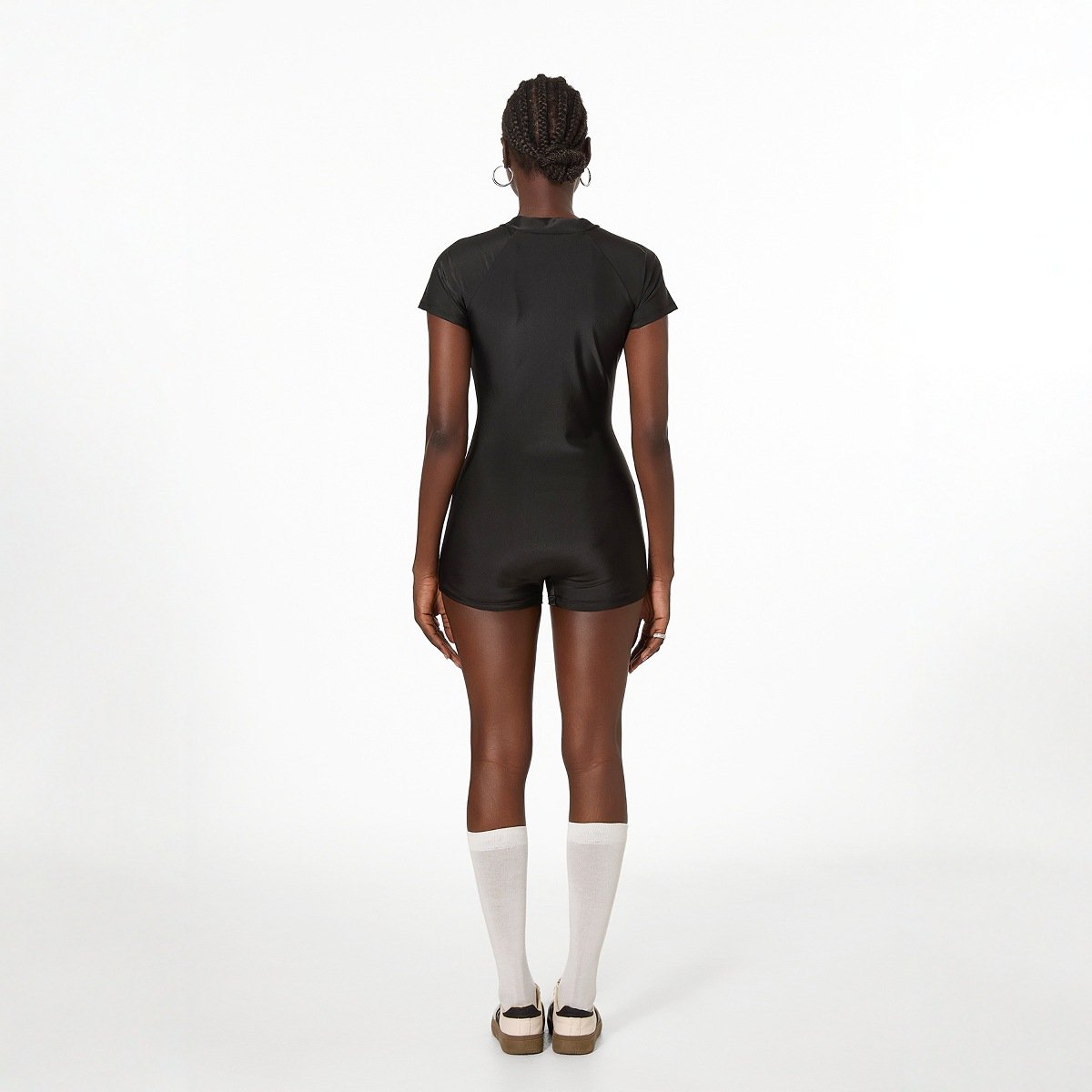 Short-Sleeve Zip-Front Romper
