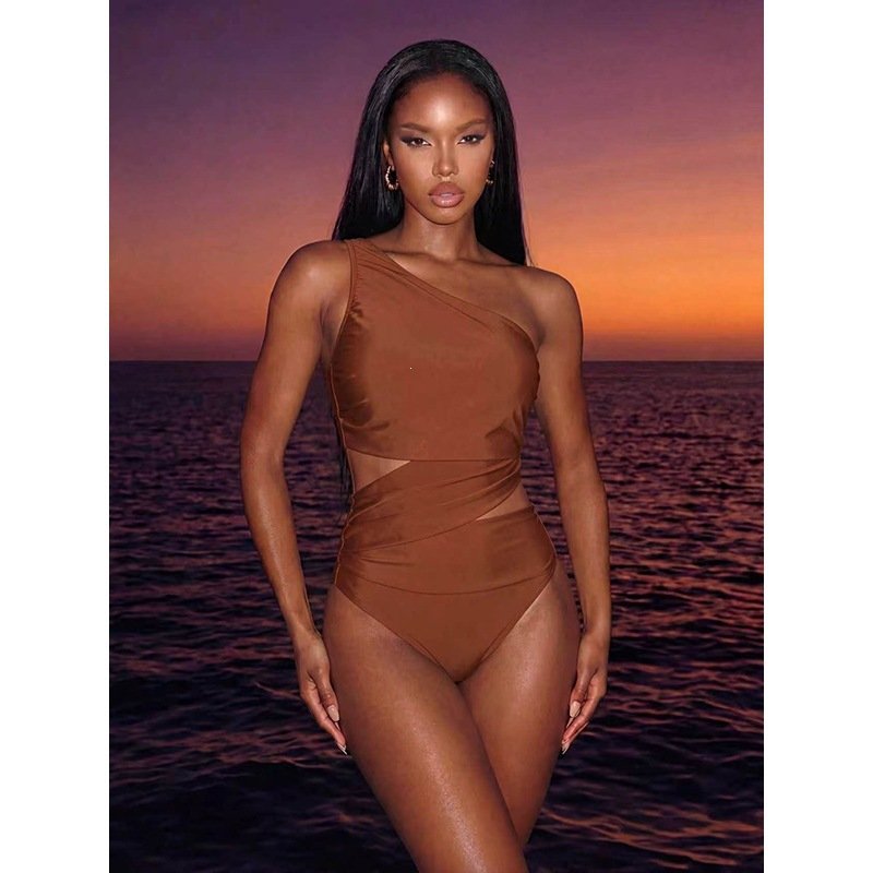One-Shoulder Cutout One-Piece Swimsuit