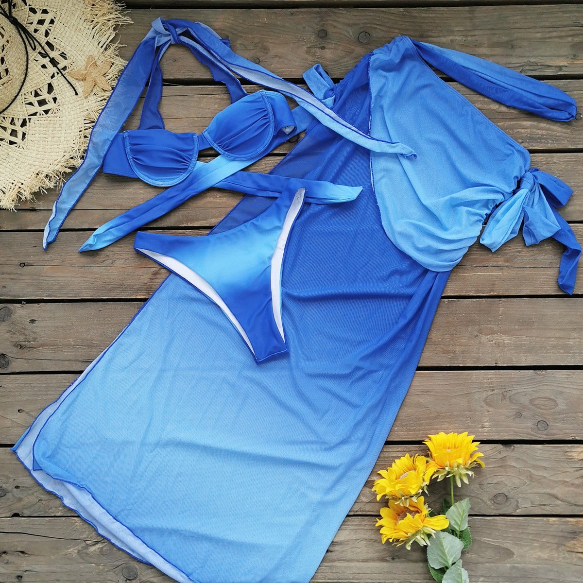 Halter Bikini Top and Wrap Skirt Set