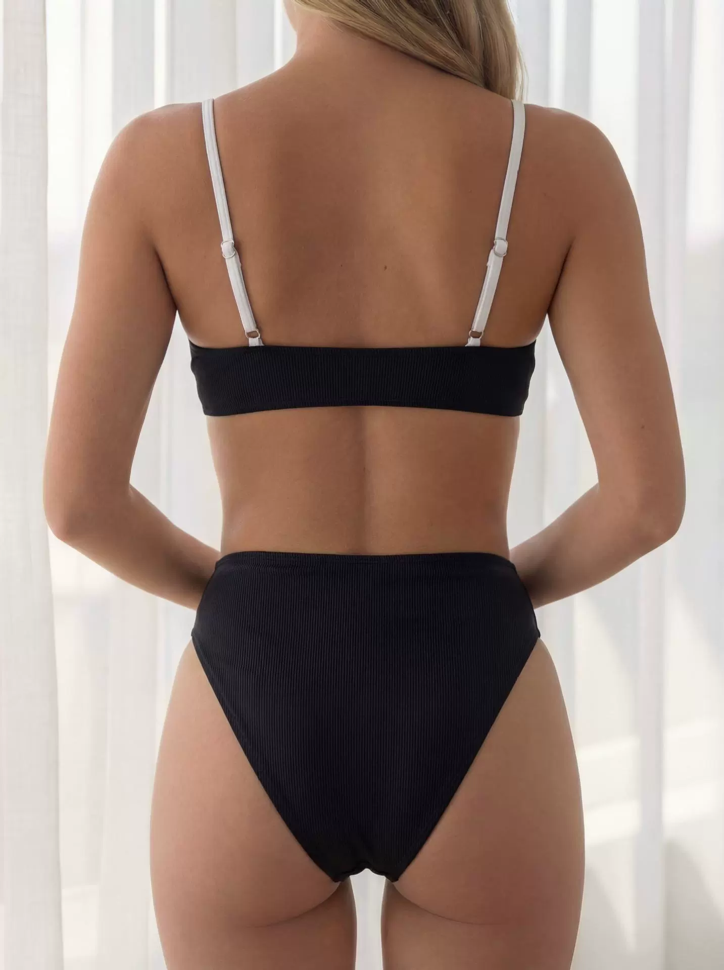 Women’s V-Neck One-Piece Swimsuit with Double Shoulder Straps