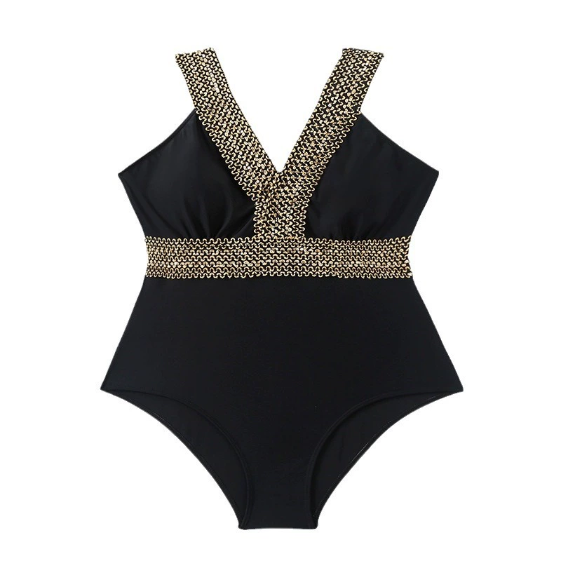 Women's Embellished V-Neck One-Piece Swimsuit with Open Back view 5