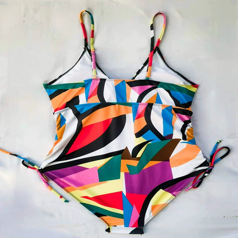 Women’s V-Neck One-Piece Swimsuit with Keyhole and Side Ties