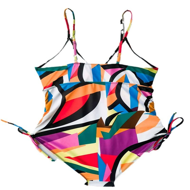 Women's V-Neck One-Piece Swimsuit with Keyhole and Side Ties view 5