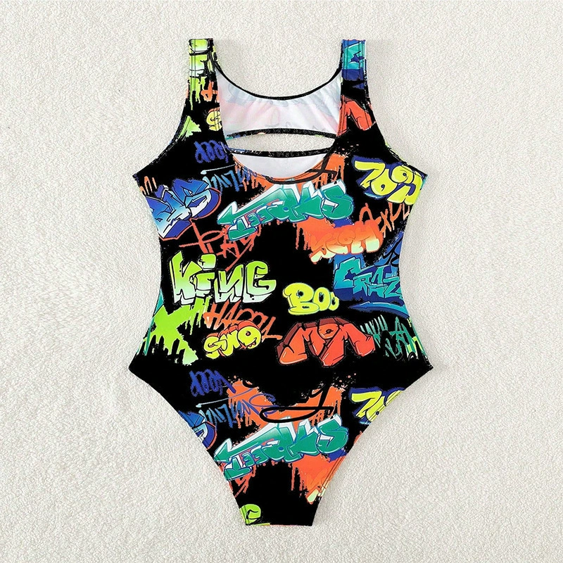 Women's High-Neck Keyhole Cutout One-Piece Swimsuit with Wide Straps view 3