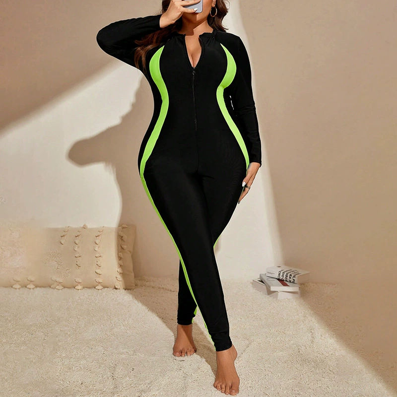 Women's Long Sleeve Zip-Front Full Body One-Piece Swimsuit view 3