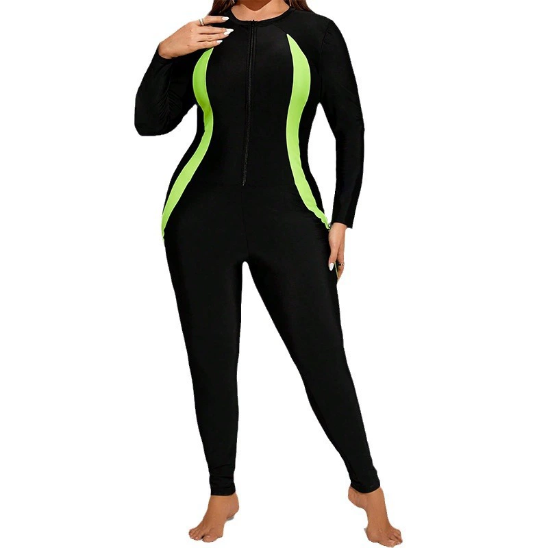 Women's Long Sleeve Zip-Front Full Body One-Piece Swimsuit view 5