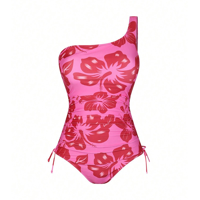 One Shoulder One-Piece Swimsuit and Maxi Skirt Two-Piece Set