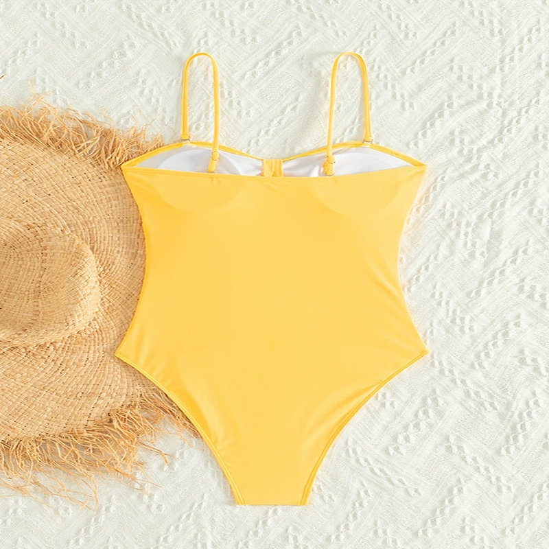 Women's Spaghetti Strap Ruched Keyhole One Piece Swimsuit view 3