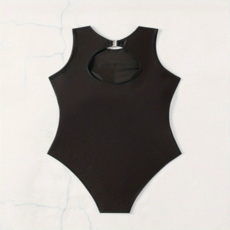 Women's One-Piece Swimsuit with Crisscross Waist and Keyhole Back view 3