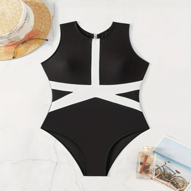 Women's One-Piece Swimsuit with Crisscross Waist and Keyhole Back view 4