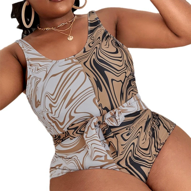 Women's Plus Size Tie Waist One Piece Swimsuit view 5