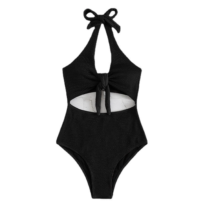 Women's Halter Tie-Front Cutout High-Waist One-Piece Swimsuit view 5