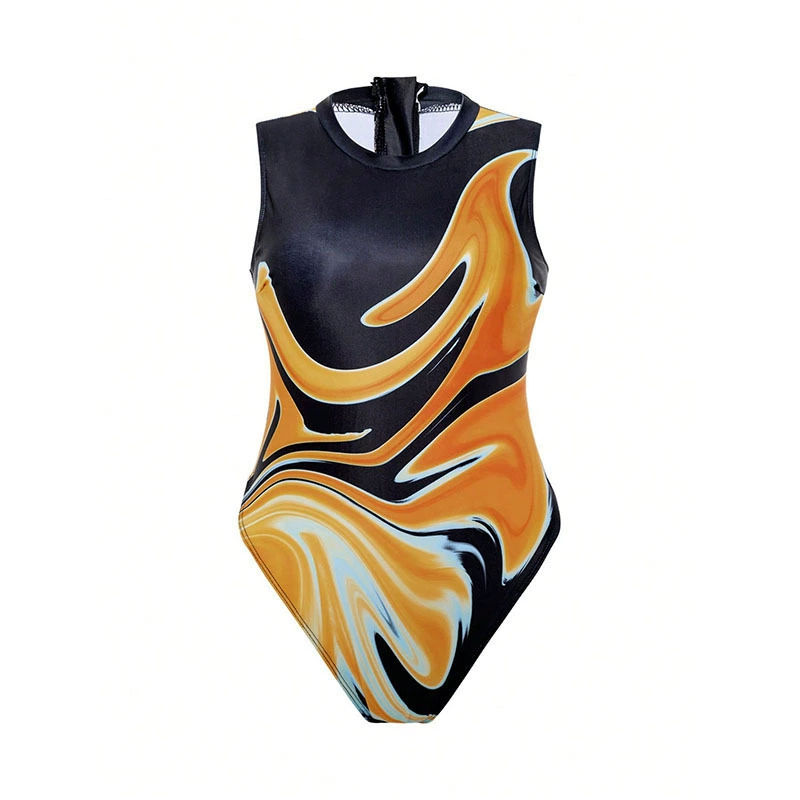 Women's High Neck Sleeveless Zip-Back One-Piece Swimsuit view 5