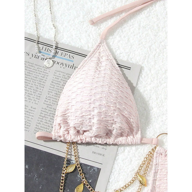 Women's Halter Triangle Cutout Monokini with Chain Detail view 4