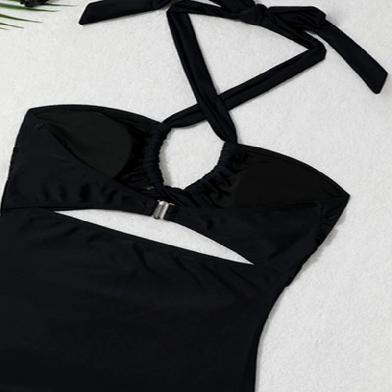 Women's Tie Neck Cross Strap Cutout One-Piece Swimsuit view 4