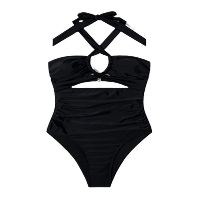 Women's Tie Neck Cross Strap Cutout One-Piece Swimsuit view 5