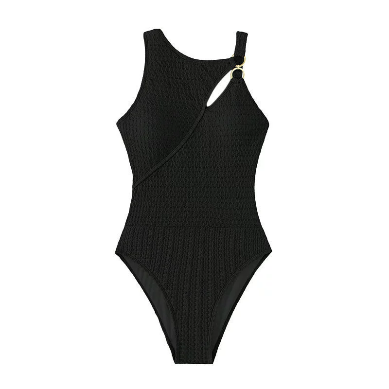 Women's Asymmetric Keyhole Ring Strap One-Piece Swimsuit view 5