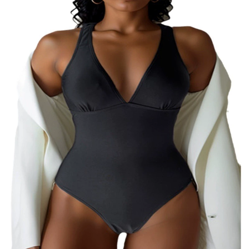 Women's Deep V-Neck Open Back One-Piece Swimsuit view 5