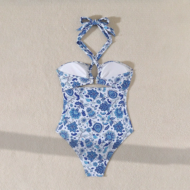 Women's Halter Cutout One-Piece Swimsuit with Back Clasp view 4
