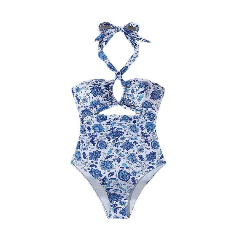 Women's Halter Cutout One-Piece Swimsuit with Back Clasp view 5