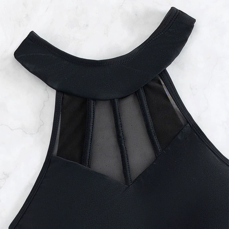 Women's Halter High-Neck Mesh Cutout One-Piece Swimsuit view 4