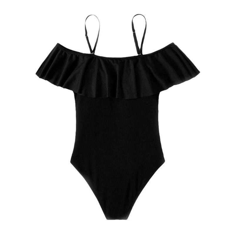 Women's Off-Shoulder Ruffle One-Piece Swimsuit with Spaghetti Straps view 5