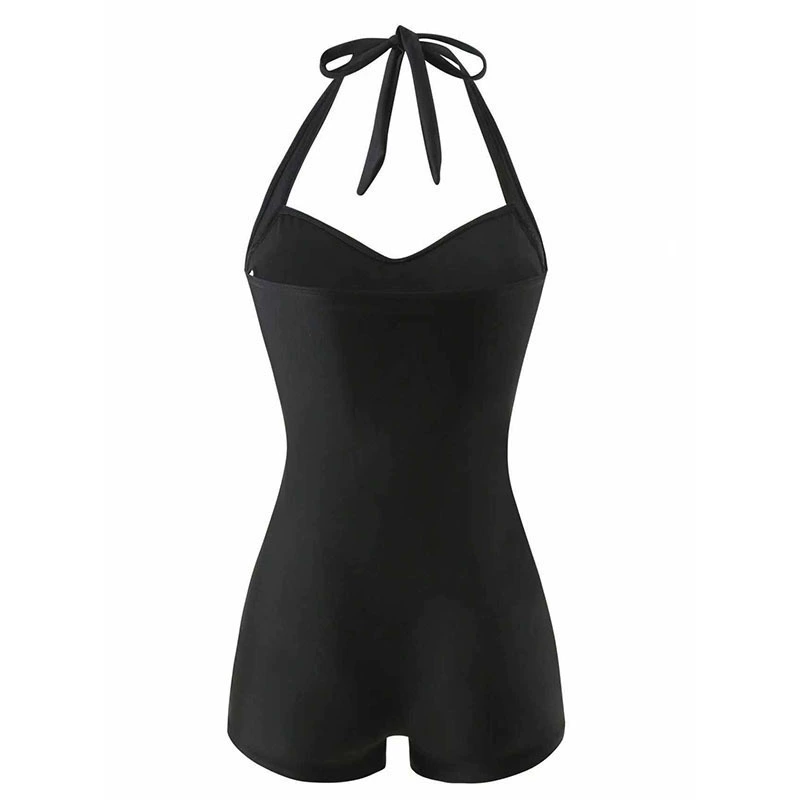 Women's Halter Neck Ruched One Piece Swimsuit with Boyshorts view 6