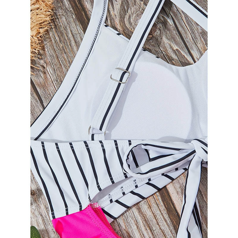 Women's Twist Front Cutout One-Piece Swimsuit with Cross Tie Back view 4