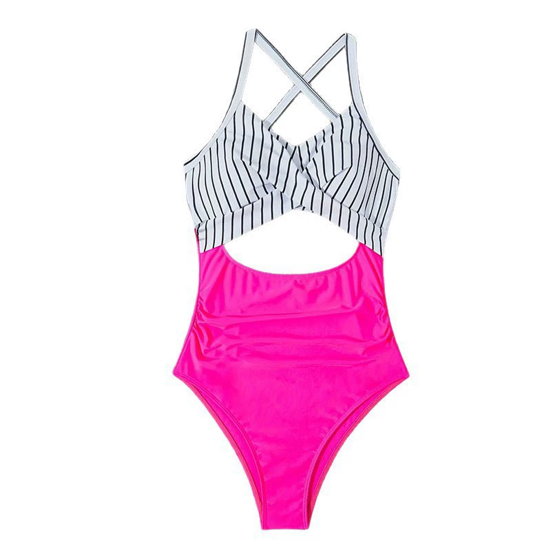 Women's Twist Front Cutout One-Piece Swimsuit with Cross Tie Back view 5