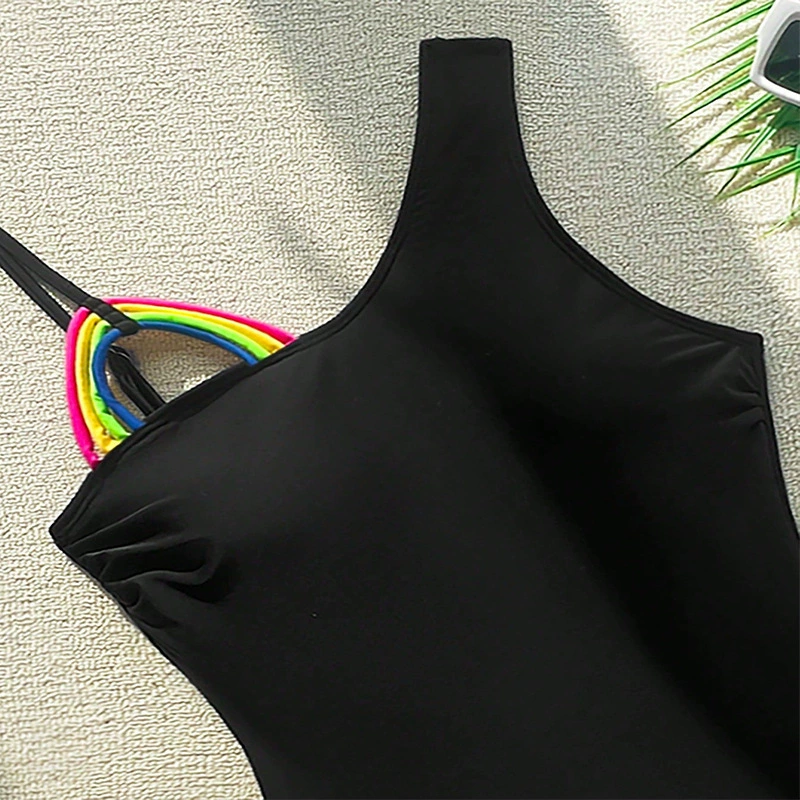 Women's Asymmetric One-Shoulder Multi-Strap One-Piece Swimsuit view 4