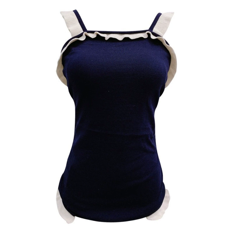 Women's Square Neck Open Back Ruffle Trim One-Piece Swimsuit view 5