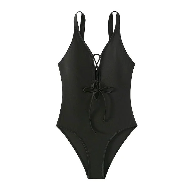 Women's Lace-Up Plunge One-Piece Swimsuit with Adjustable Straps view 5