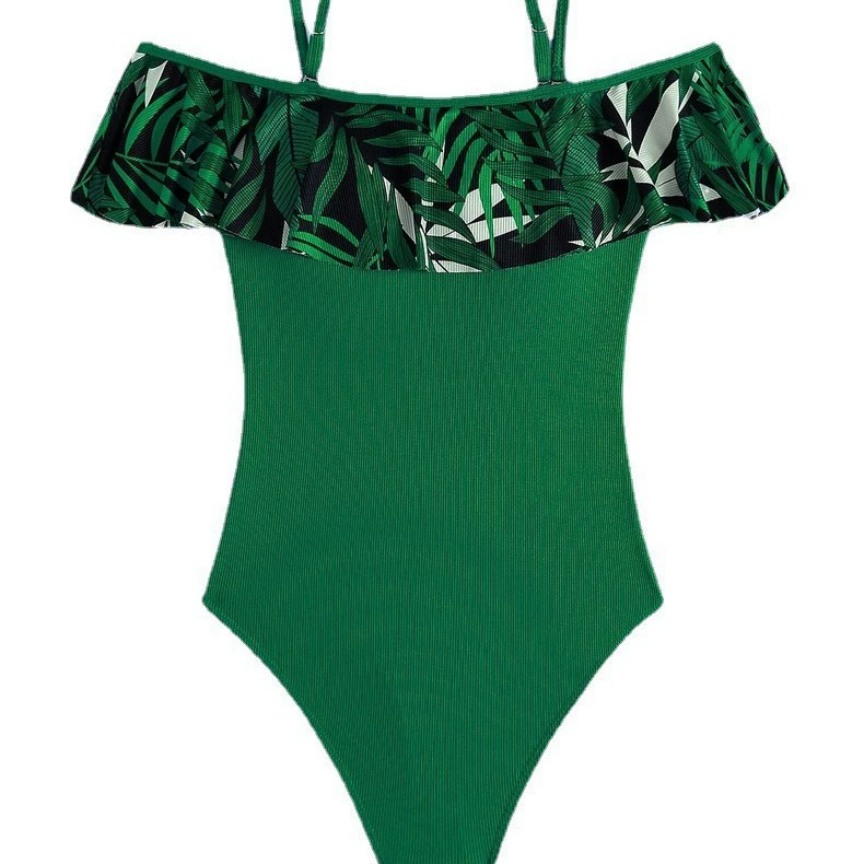 Women's Off-Shoulder Ruffle One-Piece Swimsuit with Spaghetti Straps view 5