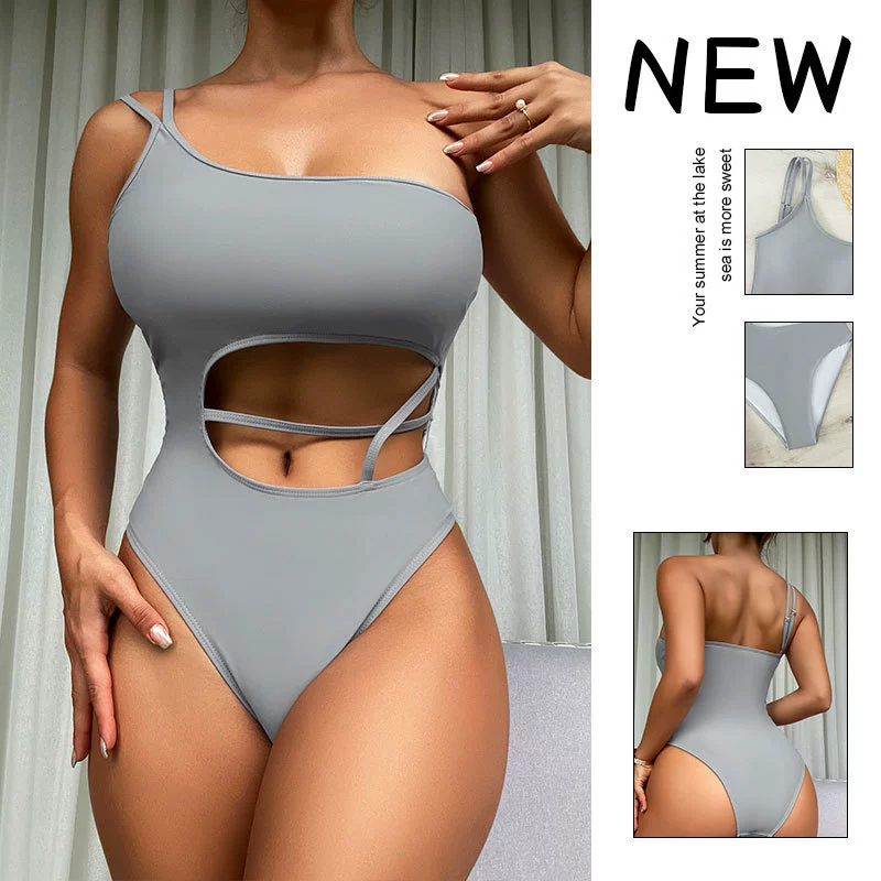 Women One Shoulder Cutout One Piece Swimsuit