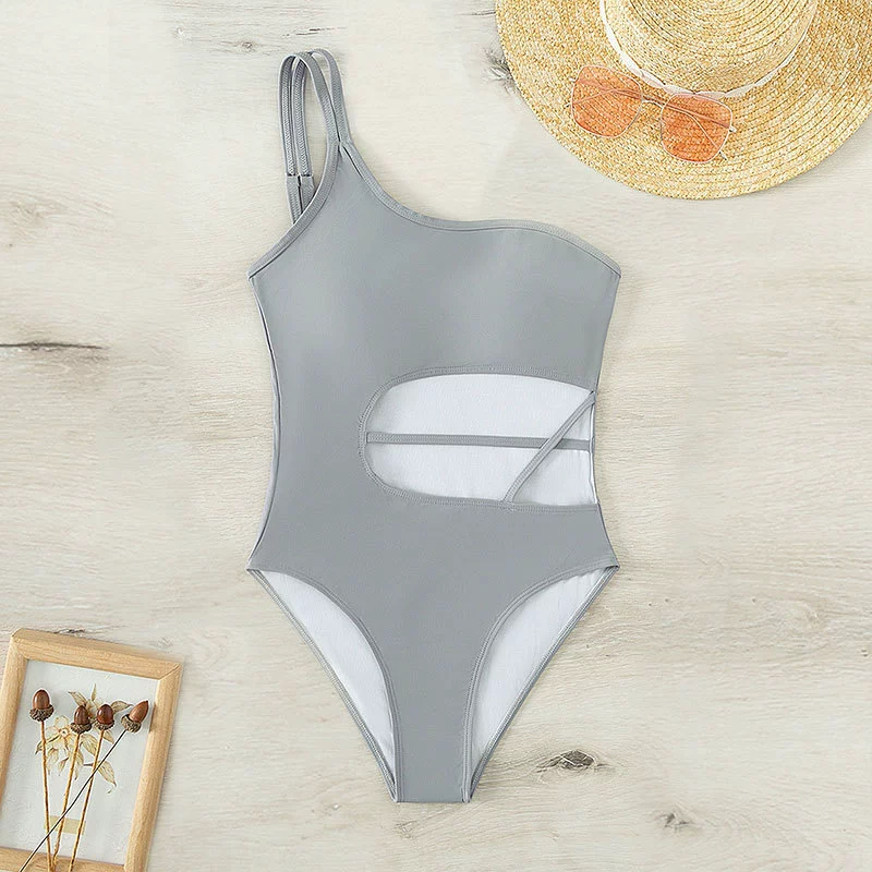 Women One Shoulder Cutout One Piece Swimsuit view 4