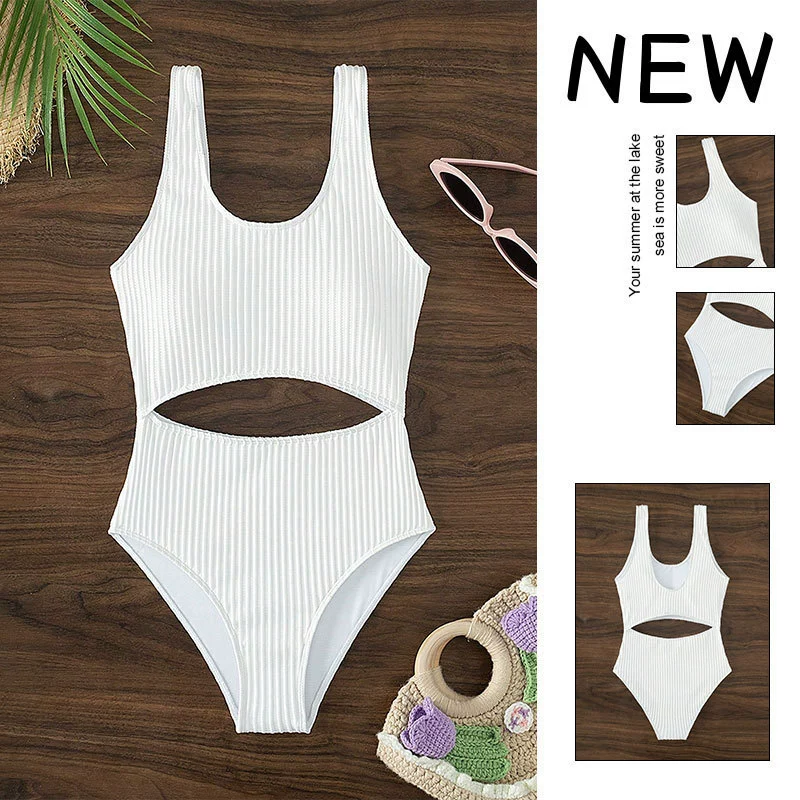 Women's Scoop Neck Midriff Cutout One Piece Swimsuit