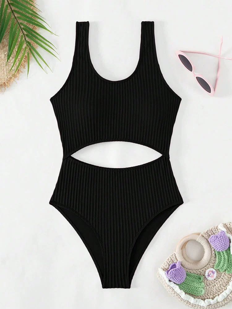 Women's Scoop Neck Midriff Cutout One Piece Swimsuit view 7