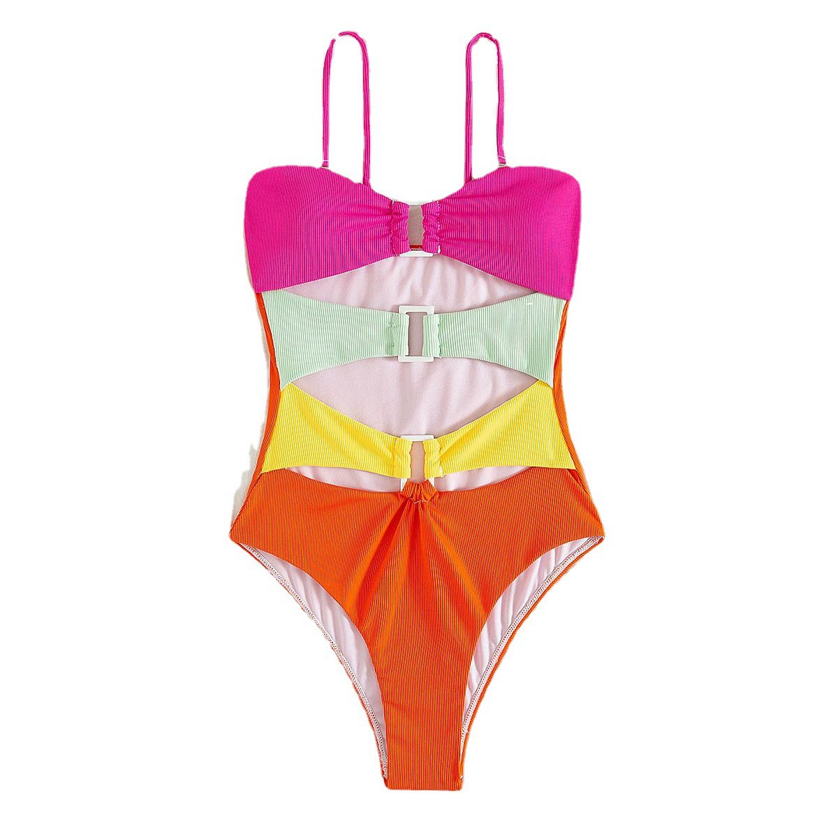 Women's Cutout One-Piece Swimsuit with Buckle Ring Detail view 5