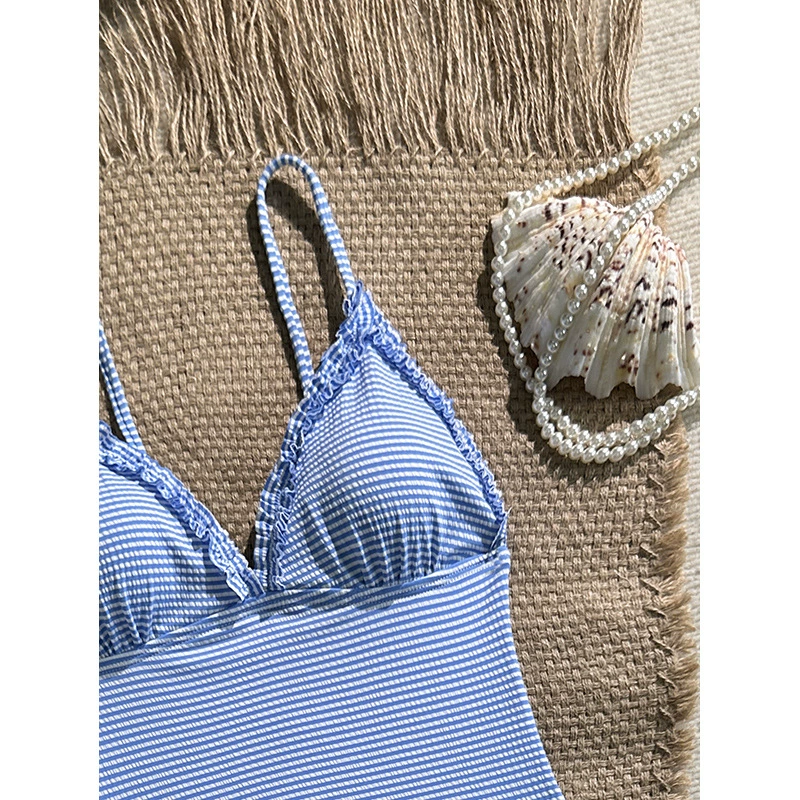 Triangle Cup One-Piece Swimsuit with Adjustable Spaghetti Straps view 2