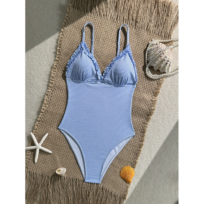Triangle Cup One-Piece Swimsuit with Adjustable Spaghetti Straps view 6