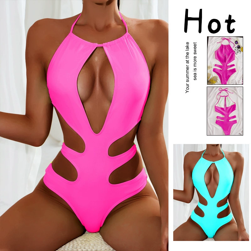 Women’s Halter Neck Cutout One-Piece Swimsuit