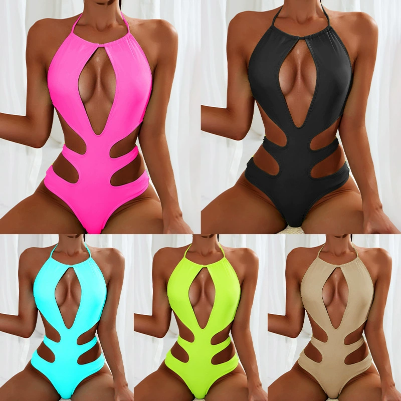 Women’s Halter Neck Cutout One-Piece Swimsuit