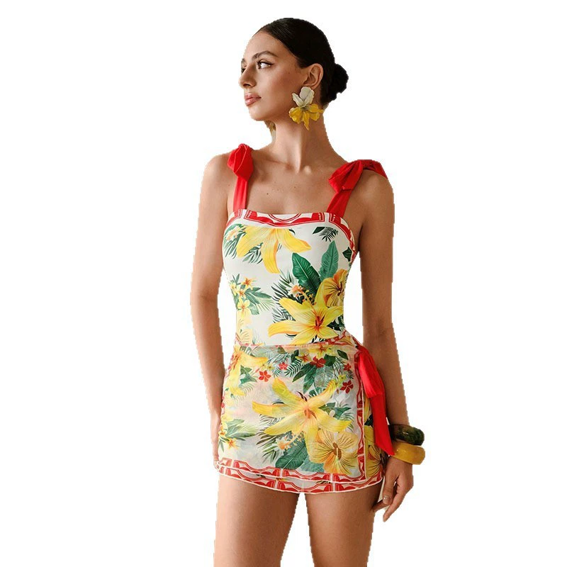 One-Piece Swimsuit with Matching Cover-Up Skirt view 5
