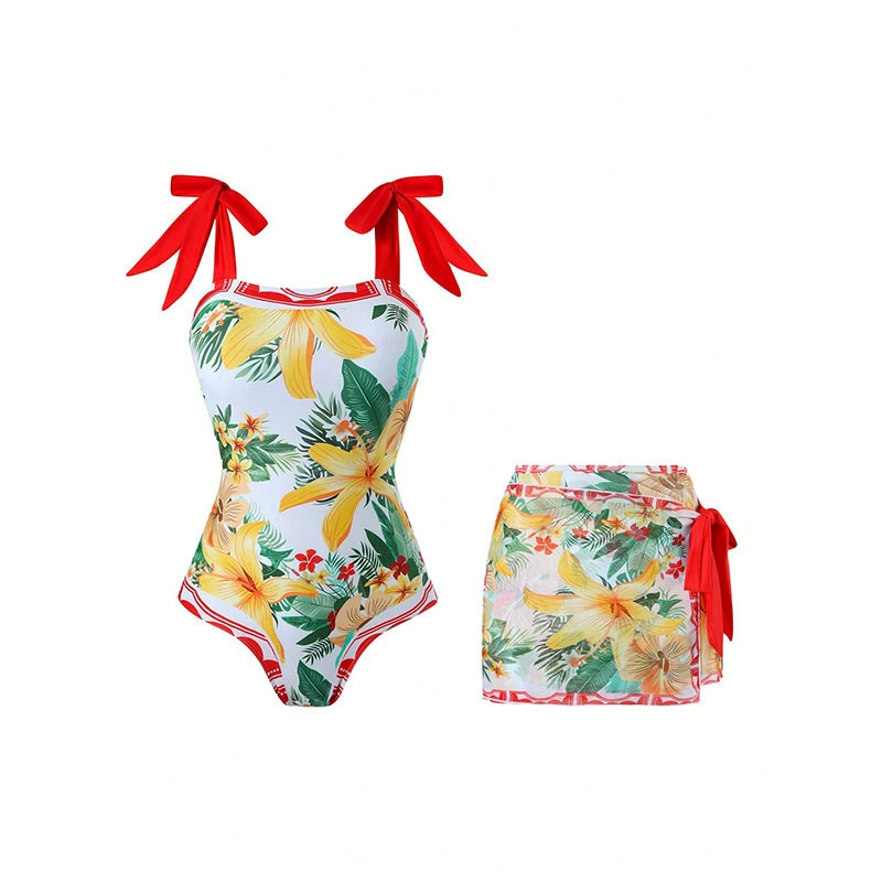 One-Piece Swimsuit with Matching Cover-Up Skirt view 6