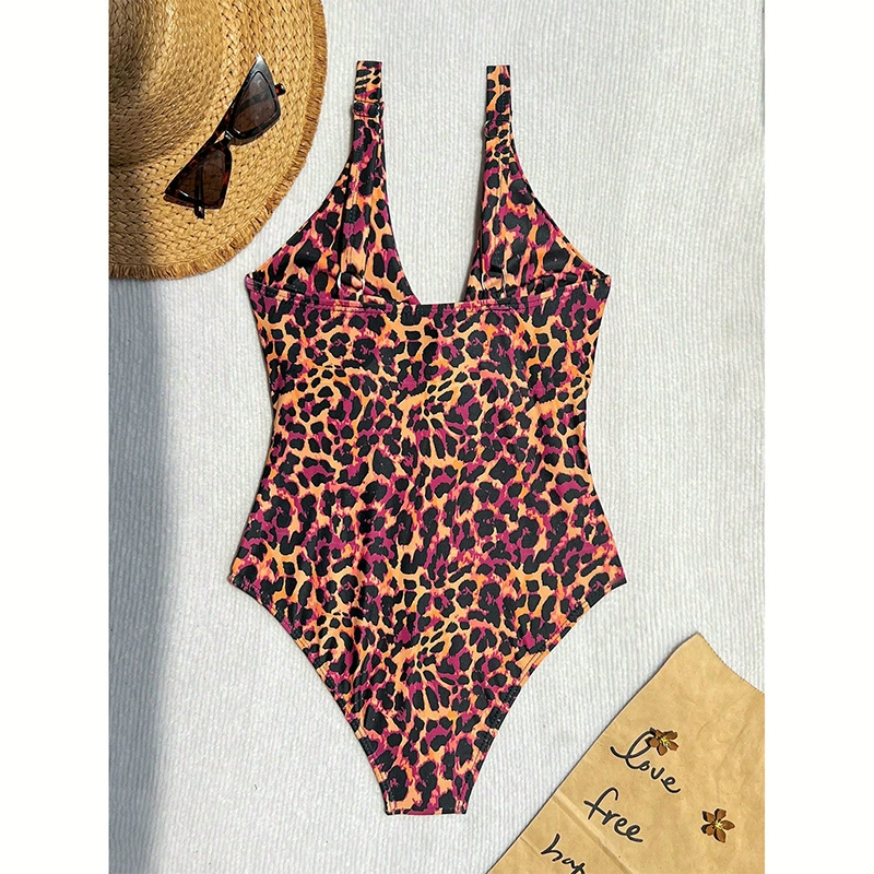 Women's V-Neck Cutout One-Piece Swimsuit with Front Knot view 4