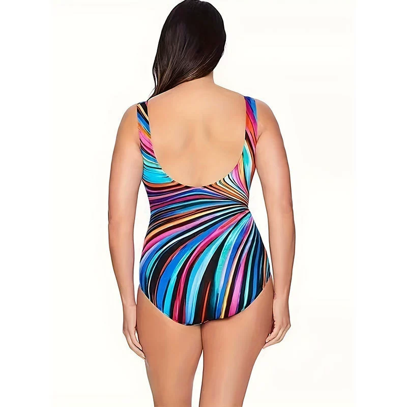 Square Neck One-Piece Swimsuit with Twist Front