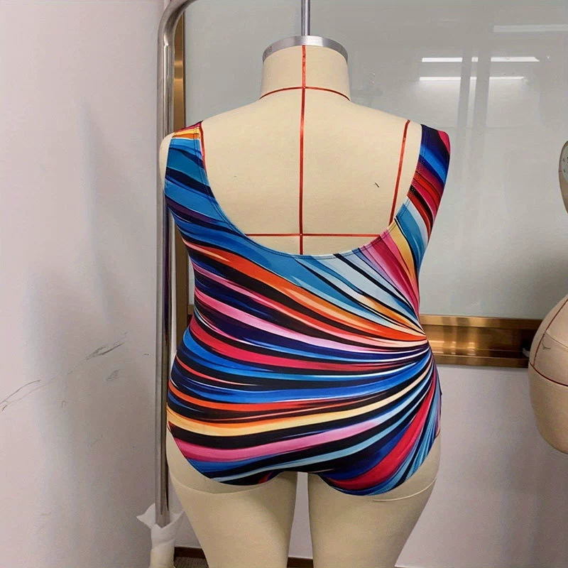 Square Neck One-Piece Swimsuit with Twist Front view 3