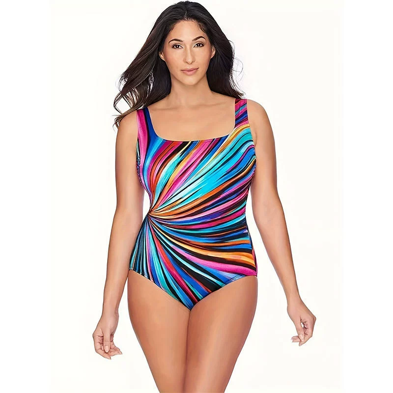 Square Neck One-Piece Swimsuit with Twist Front view 6