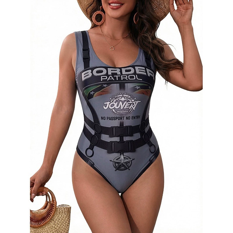 One-Piece Swimsuit with Harness Detail